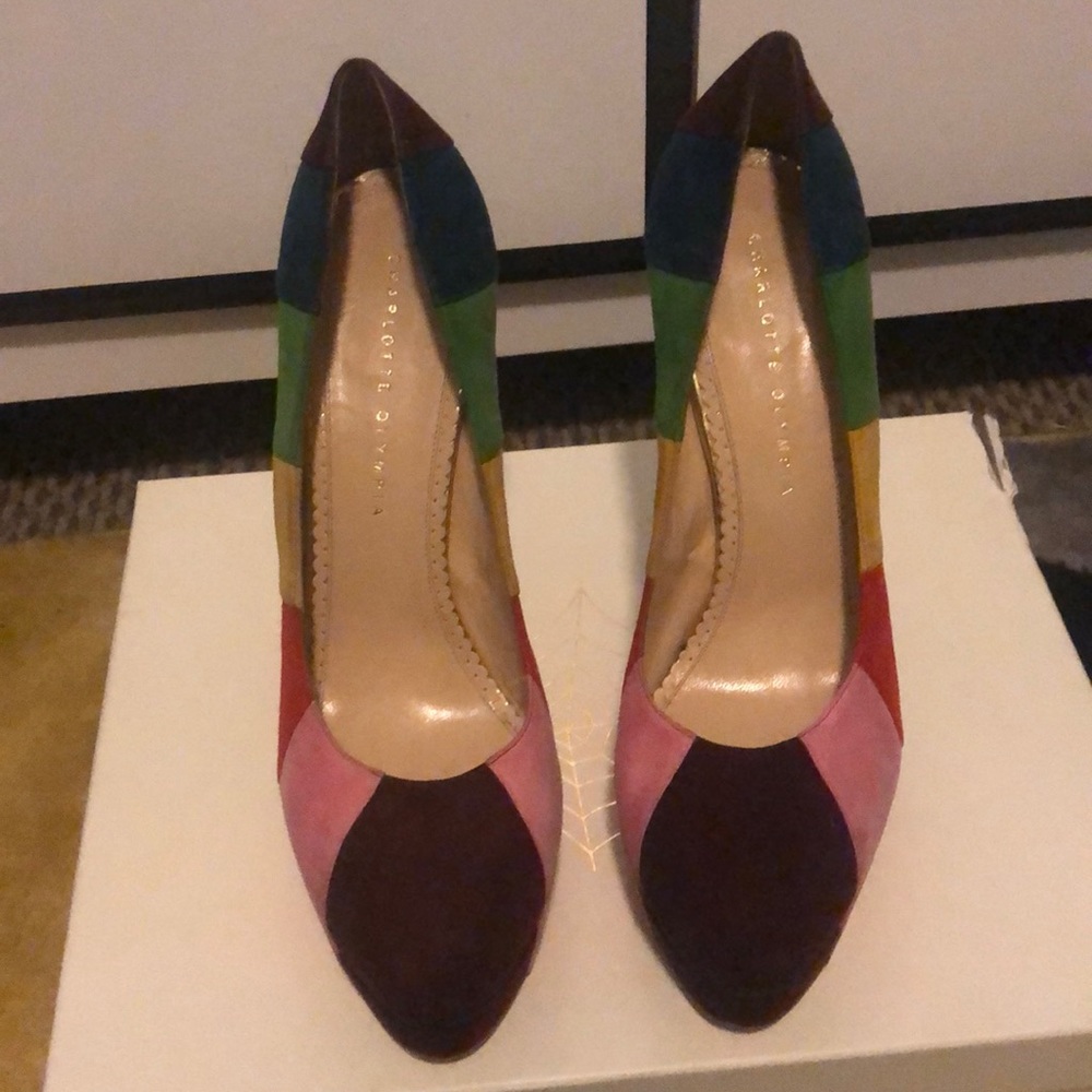 Multi color suede platform pumps charlotte olympia size 41